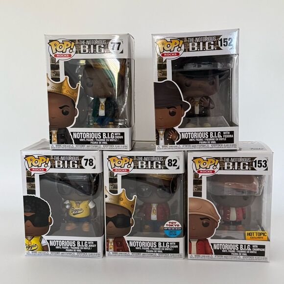 LOT OF 5 NOTORIOUS B.I.G FUNKO POP! ROCKS FIGURES HOT TOPIC/TOY TOKYO - Picture 1 of 6